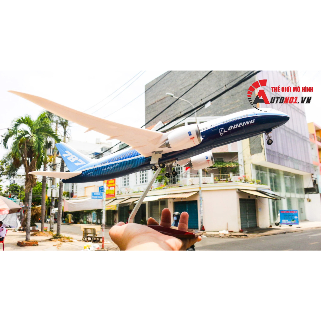 Mô hình máy bay USA Boeing B787 1:160 có đèn led tự động theo tiếng vỗ tay hoặc chạm MB47029