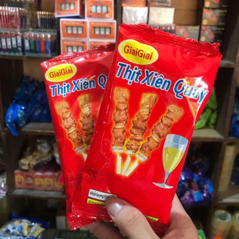 com bo 5 gói snack thịt xiên quay