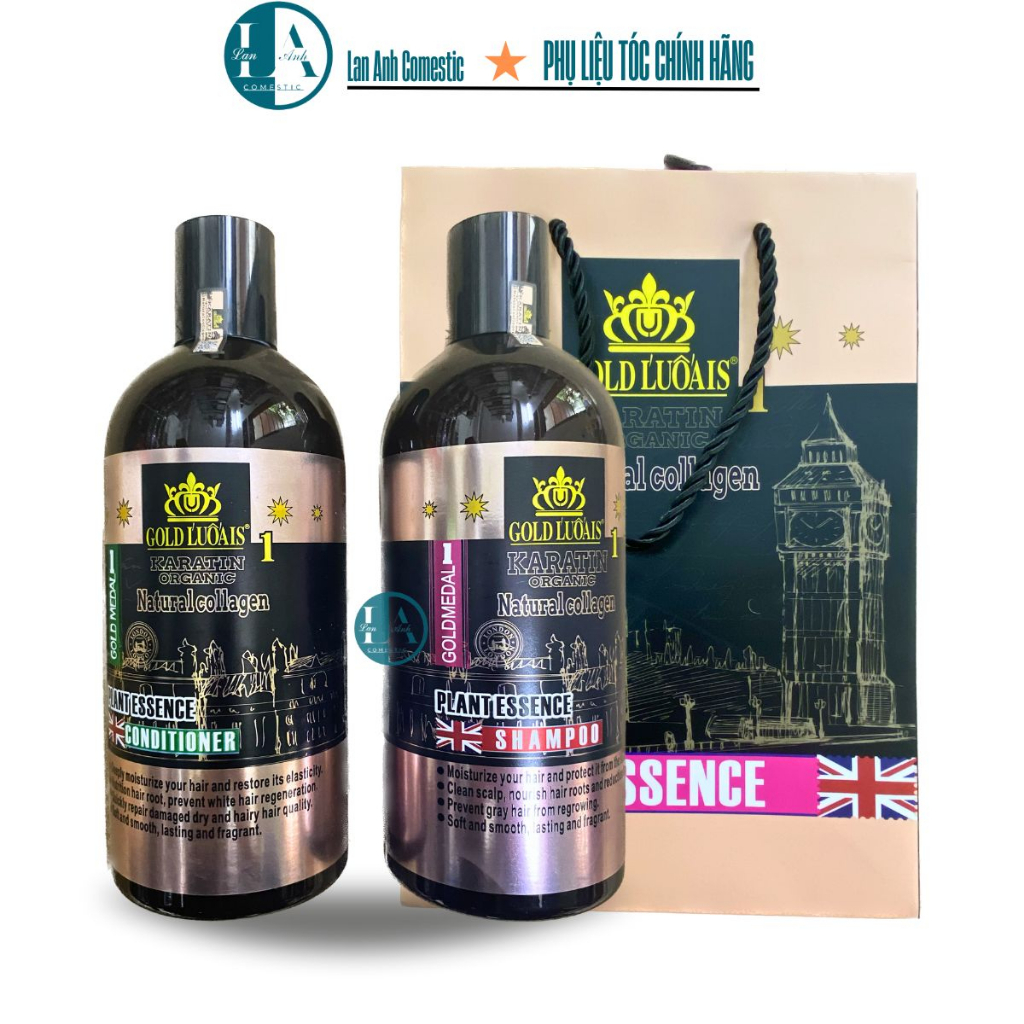 Cặp Dầu Gội Xả Cao Cấp Gold Luoais Keratin 800ml ( Anh Quốc) Dầu gội keratin phục hồi tóc hư tổn Gội xả phục hồi keratin