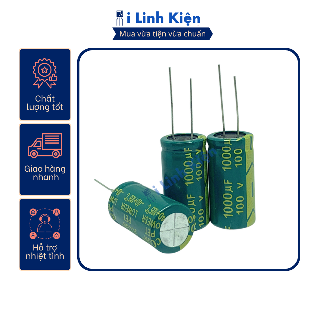 Tụ hoá 1000UF 100V Combo 10 con chất lượng tốt.