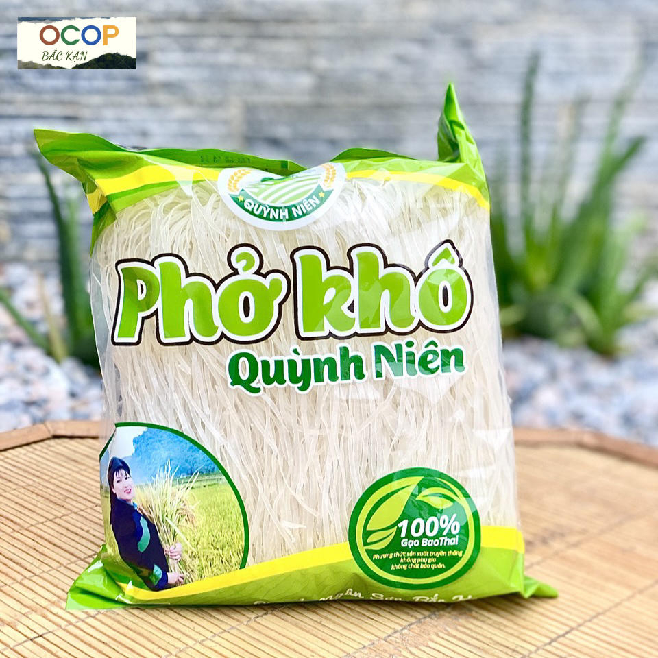 Phở khô gạo bao thai Quỳnh Niên, từ hạt gạo sạch Bắc Kạn, không tẩy trắng thơm ngon, KL 500g