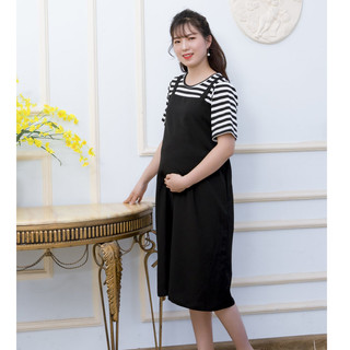 Váy bầu công sở phối kẻ giả yếm