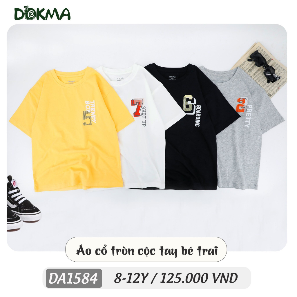 DA1584 Áo cộc tay cổ tròn bé trai cotton Dokma (8-12T)