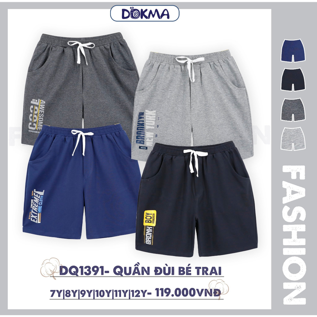 DQ1391 Quần đùi bé trai cotton Dokma (7-12T)