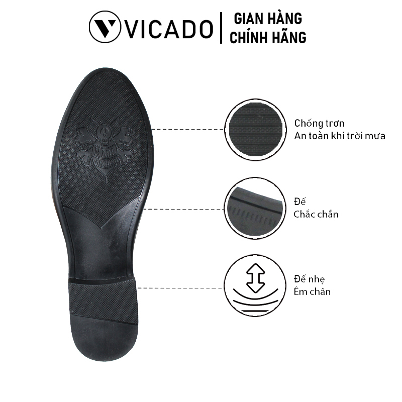 Giày sục nam công sở da bò cao cấp VA1088 Vicado màu đen