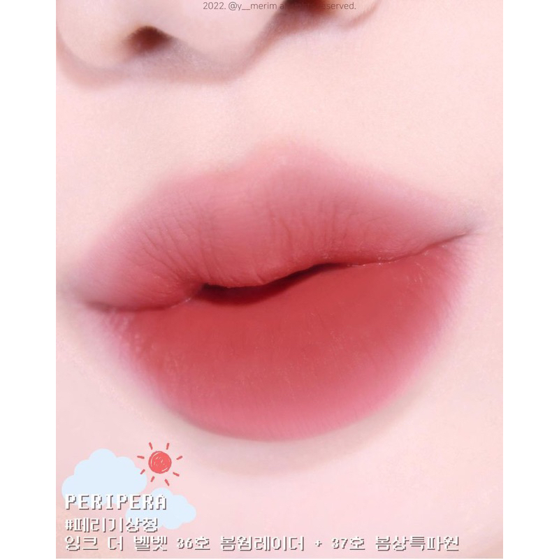 Son kem lì Peripera Ink Vel.vet Lip Tint bám màu cực tốt mềm mịn 35-36-37-38-39