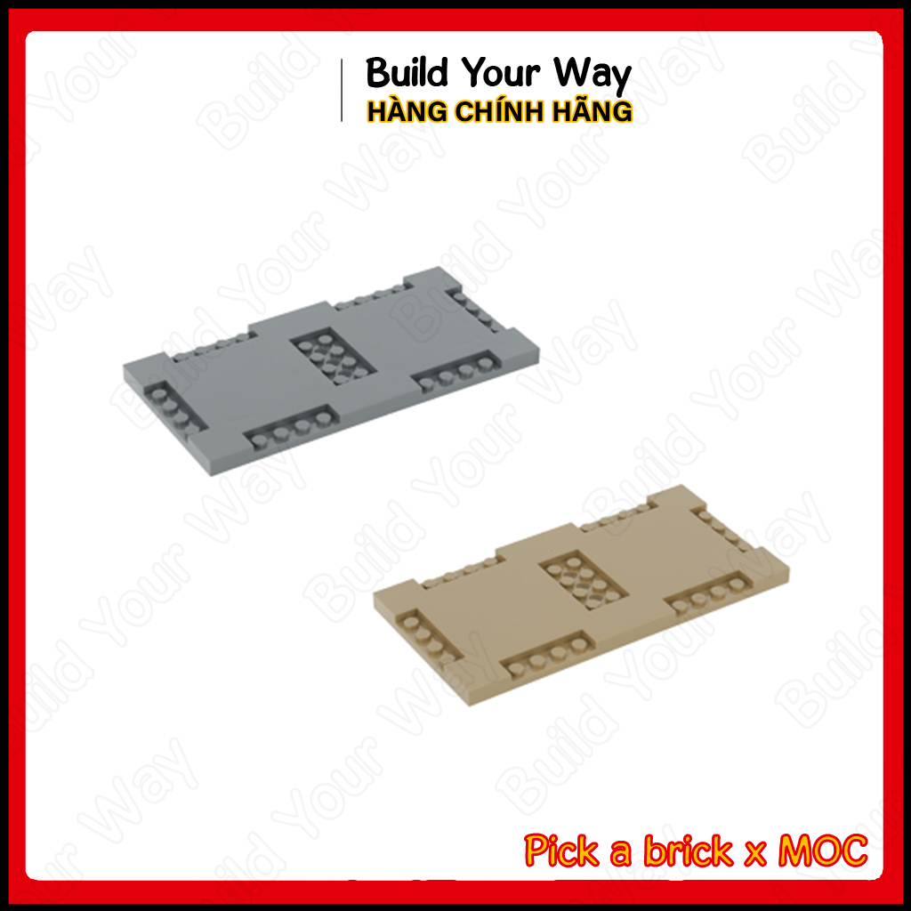 Gạch tấm nền, đế trơn, địa hình 8 x 16 x 2/3 / 71772: Brick, Modified 8 x 16 x 2/3 with 1 x 4 and 2 x 4 Indentations