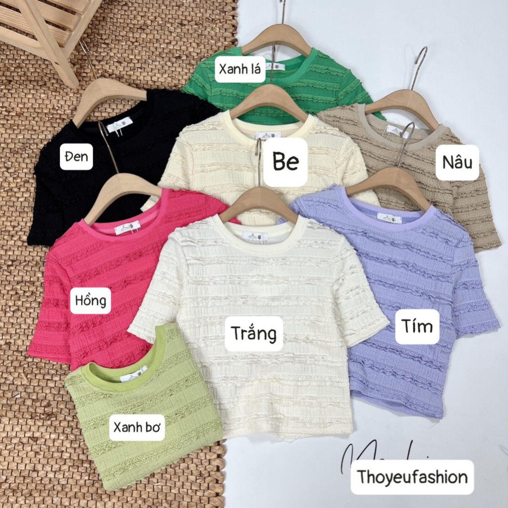 Áo thun nữ form Baby Tee Dáng Croptop chất cotton xốp viền bèo siêu xinh sang chảnh hàng Quảng Châu cao cấp hãng Jimmy