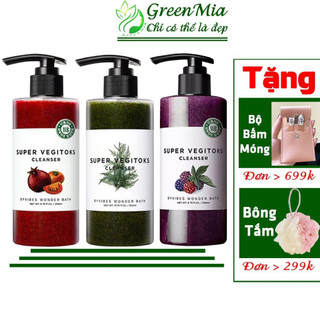 Sữa Rửa Mặt Rau Củ Quả Thải Độc Làm Sạch Tẩy Trang Super Vegitoks Cleanser Xanh Đỏ Tím 300ml [NHẬP KHẨU CHÍNH HÃNG]