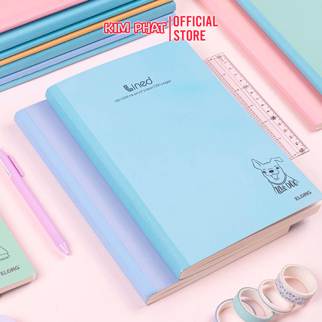 Vở kẻ ngang Có Chấm B5 may dán gáy Lined 80 / 120 / 200 Trang KLONG 840 / 841 / 842 Bìa màu Pastel