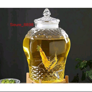 Bình ngâm rượu thủy tinh kim cương 8833 - 3 Lít, 6 lít có van và không van