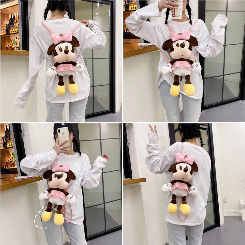 Balo Gấu nhồi bông hoạt hình Disney Minnie/ Mickey Mềm mịn dễ thương