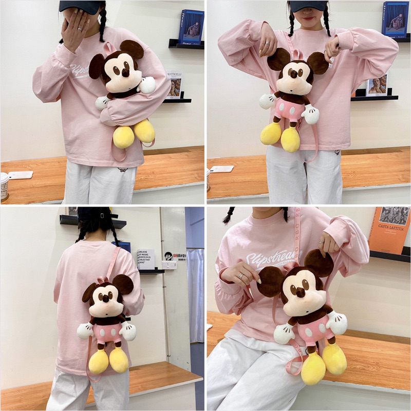 Balo Gấu nhồi bông hoạt hình Disney Minnie/ Mickey Mềm mịn dễ thương