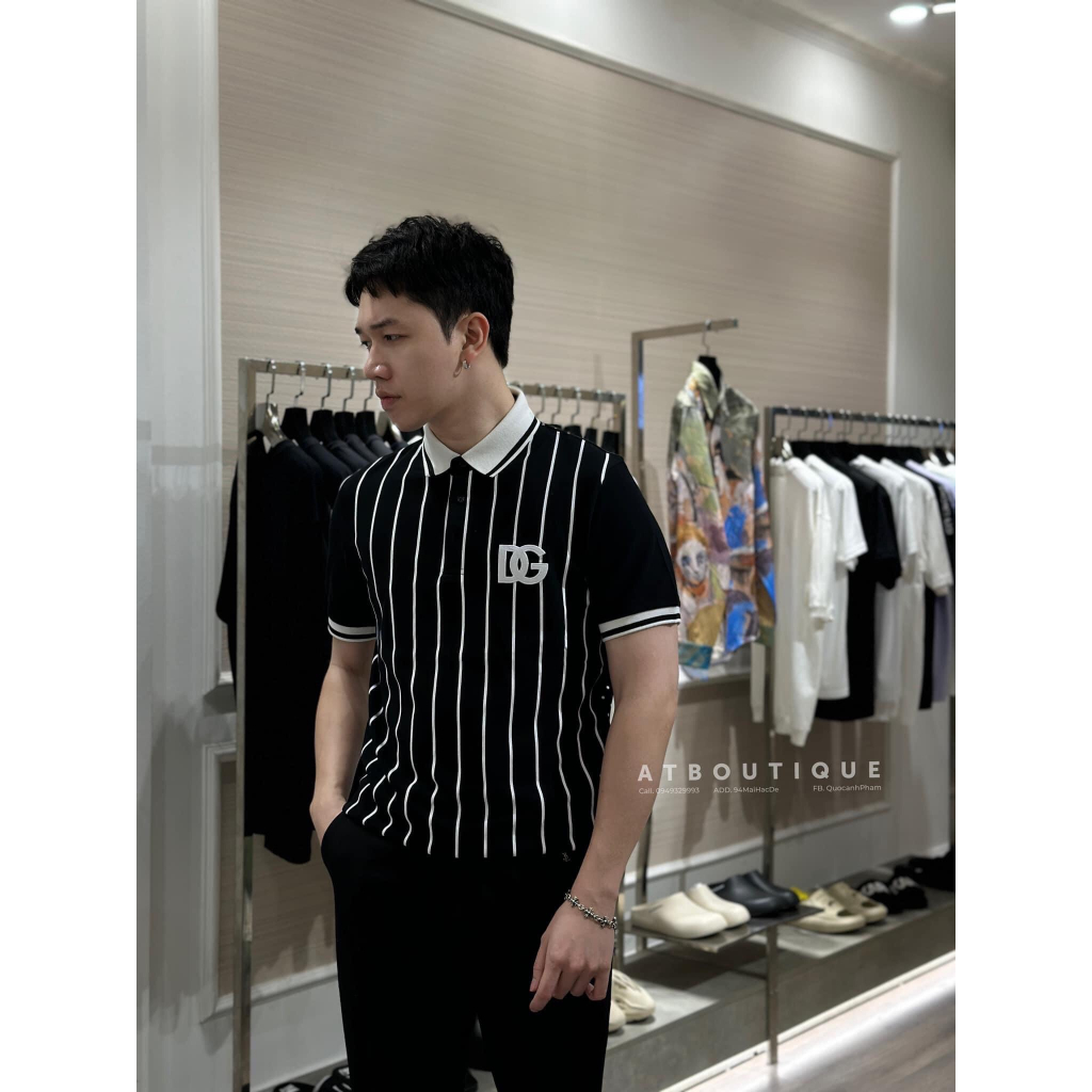 Áo Polo DG Bản Họa tiết sang trọng Cổ dệt bo siêu nét