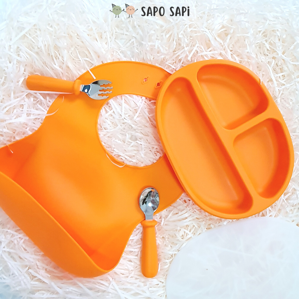 Yếm ăn dặm Premium Silicon SAPO SAPi - Pumkin