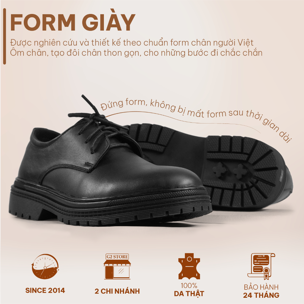 Giày tây nam G2 cổ thấp kiểu giầy công sở, Giầy da nam cao cấp dáng giày derby đế khâu chắc chắn G2 Shoemaker | BigBuy360 - bigbuy360.vn