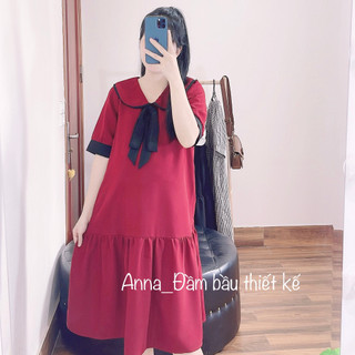 Váy bầu công sở đuôi cá phối nơ đen