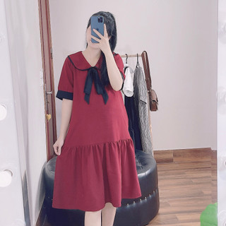 Váy bầu công sở đuôi cá phối nơ đen