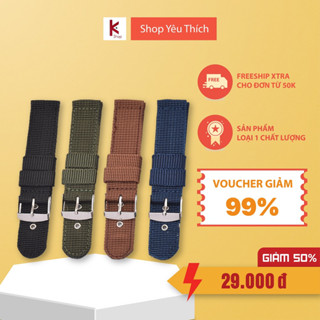 Dây Đồng Hồ Vải Dù Nato Khoen Trắng Size 16mm 18mm 20mm 22mm