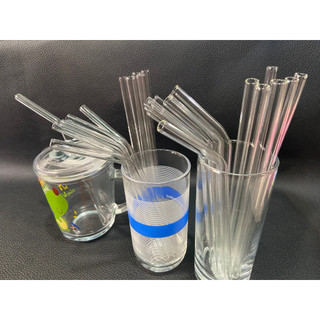 Ống hút thủy tinh borosilicat nhiều size chiều dài 20cm kèm cọ rửa #dtmax