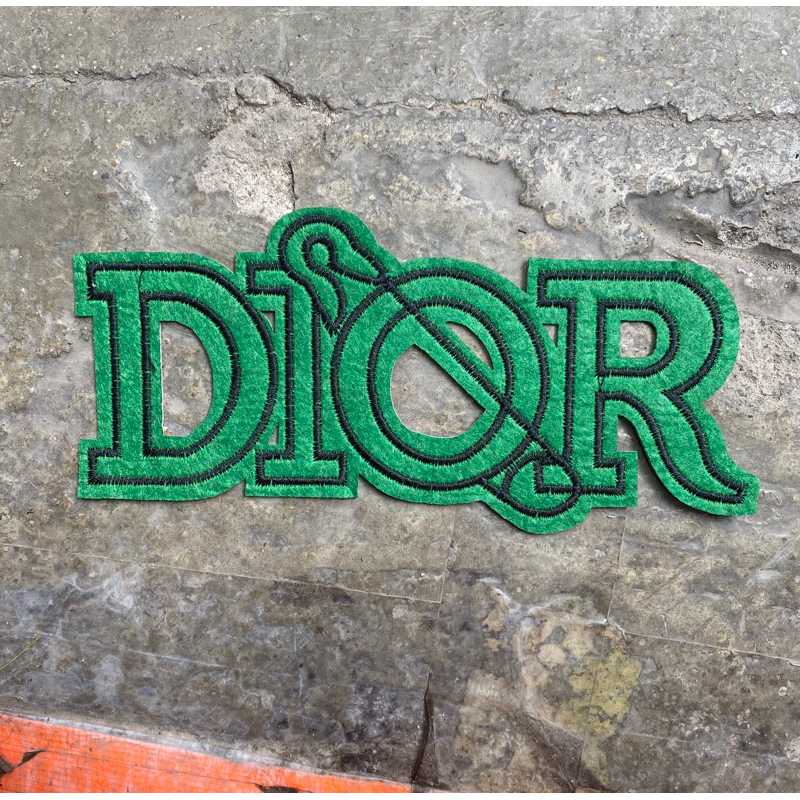Sticker , logo thêu chữ DIOR kim băng trắng đen