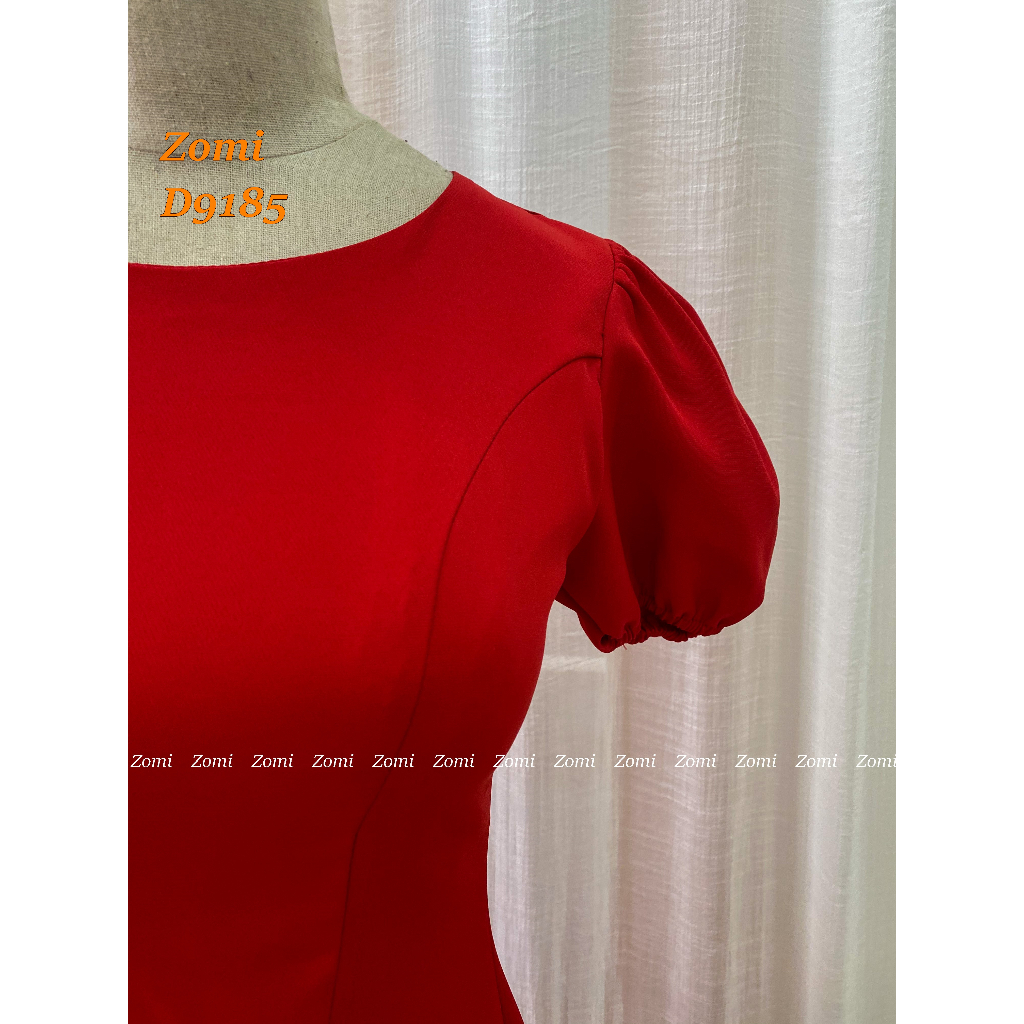 Đầm xòe cao cấp màu đỏ thiết kế dễ thương ZOMI D9185
