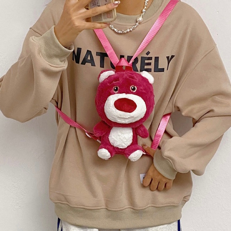 G9 Ba Lô Nhồi Bông Gấu Dâu Lotso Size 25cm- Ba Lô Đeo Vai Hình Gấu Dâu Hồng Lotso Xinh Xắn