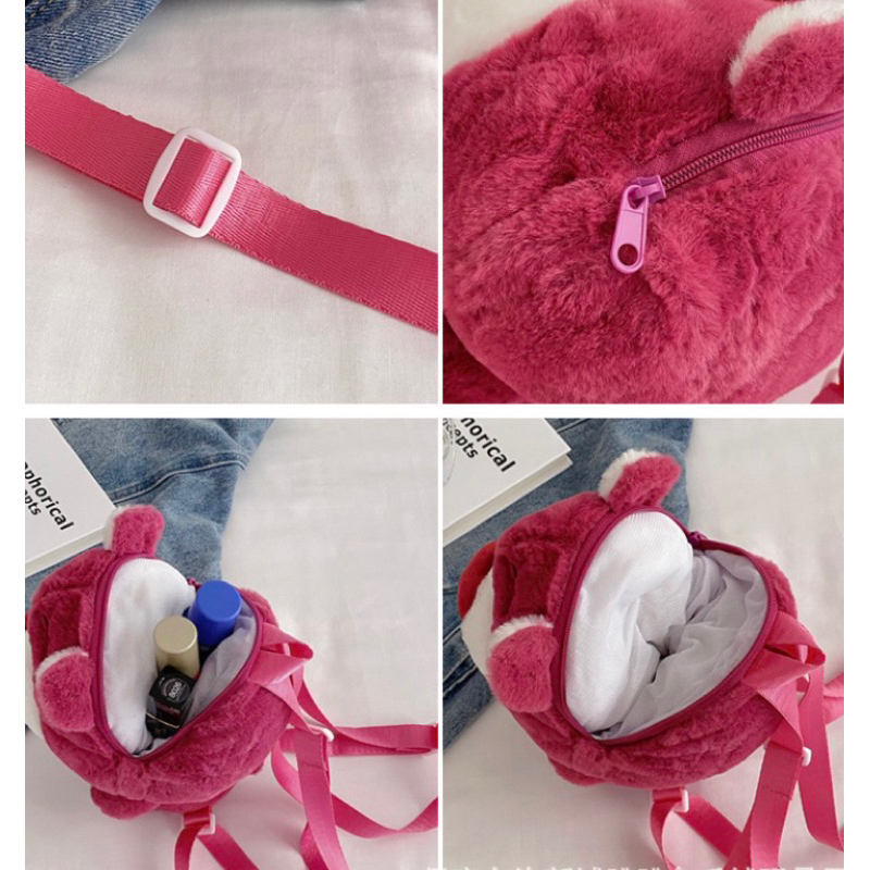 G9 Ba Lô Nhồi Bông Gấu Dâu Lotso Size 25cm- Ba Lô Đeo Vai Hình Gấu Dâu Hồng Lotso Xinh Xắn