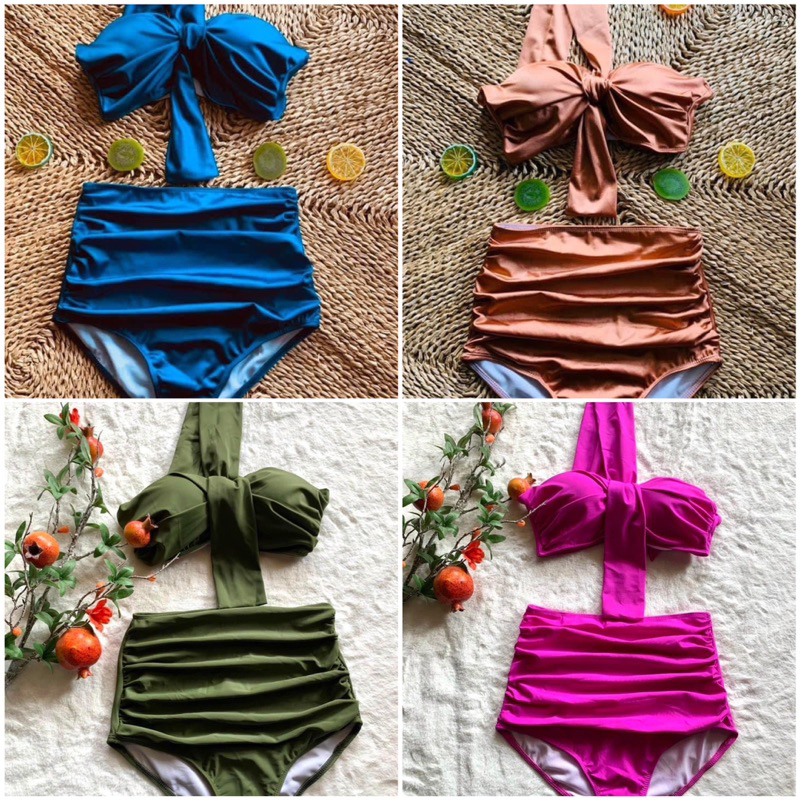 Bikini/ Đồ bơi 2 mảnh quần đùi vai chéo gọng nâng ngực kín đáo kiểu dáng Hàn Quốc trendyai