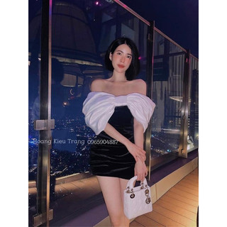 ĐẦM BODY NHUNG NƠ TAFTA TRỄ VAI - kèm ảnh thật cận chất