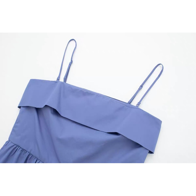 Đầm hai dây dáng dài màu xanh hàng TQXK