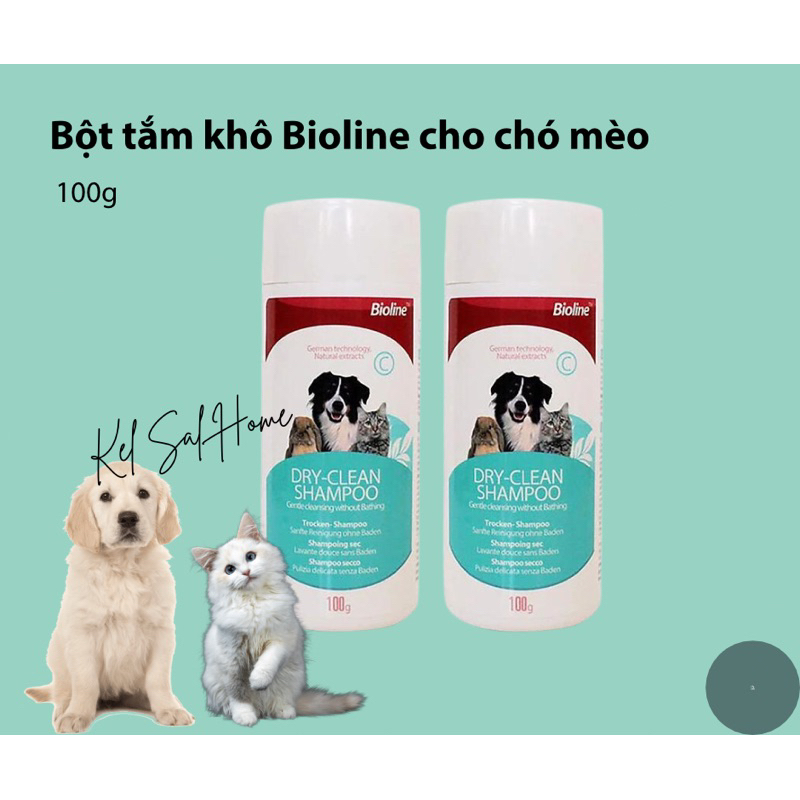 Bột tắm khô Bioline cho chó mèo