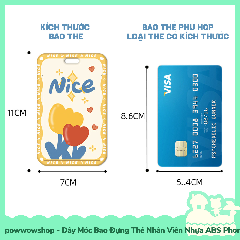 [Sẵn VN - Hỏa Tốc] Dây Móc Bao Đựng Thẻ Nhân Viên Dọc Nhựa PC Phong Cách Hình Hoa Flower Happy To Be Nice