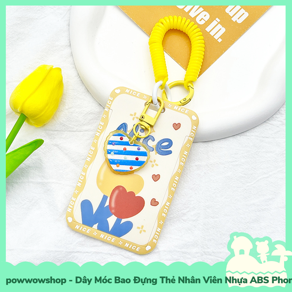 [Sẵn VN - Hỏa Tốc] Dây Móc Bao Đựng Thẻ Nhân Viên Dọc Nhựa PC Phong Cách Hình Hoa Flower Happy To Be Nice