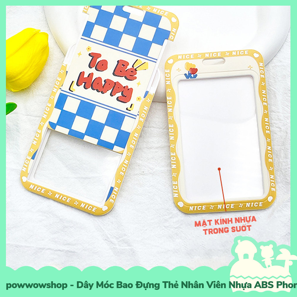 [Sẵn VN - Hỏa Tốc] Dây Móc Bao Đựng Thẻ Nhân Viên Dọc Nhựa PC Phong Cách Hình Hoa Flower Happy To Be Nice