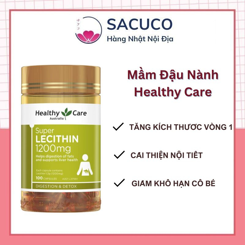Mầm đậu nành Healthy Care Super Lecithin đẹp da, đào thải độc tố gan, cân bằng nội tiết tố