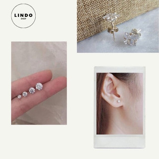 Bông tai Hạt Đá Đơn Giản LINDO, Bồng Tai Titan Không Đen, Khồng Gỉ, Unisex Thích Hợp Đeo Nhiều Dịp