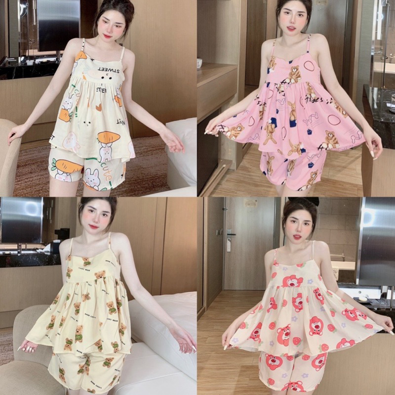 Bộ Pijama 2 dây  lụa mango loại 1 💯💯