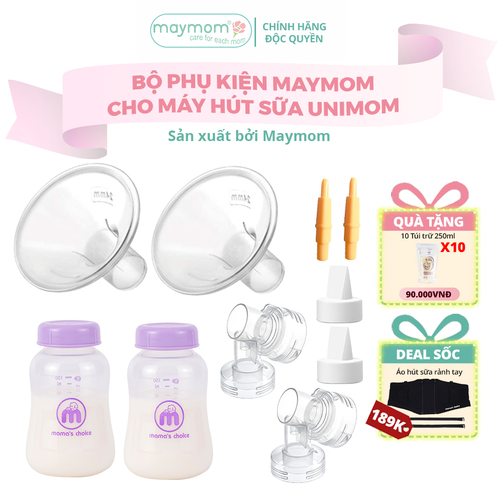 Bộ Phụ Kiện Máy Hút Sữa Unimom Thương Hiệu Maymom, Phễu Hút Sữa Size Từ 10-32mm