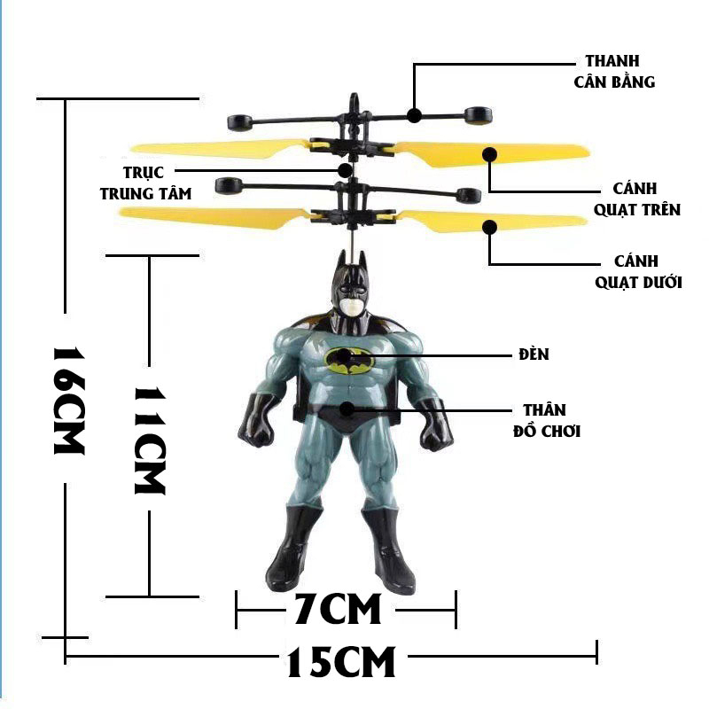 Đồ chơi mô hình bay cảm ứng nhân vật siêu anh hùng Avenger