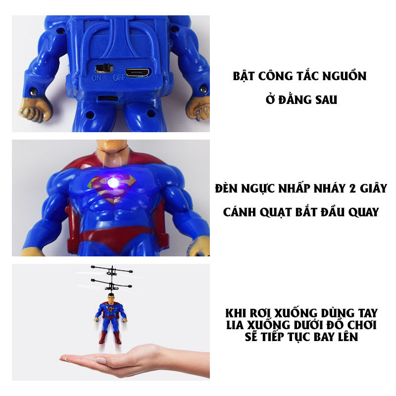 Đồ chơi mô hình bay cảm ứng nhân vật siêu anh hùng Avenger