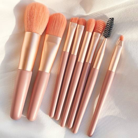 [Makeup Tự Nhiên] Dụng cụ Trang Điểm Kèm Túi Zip Khóa Kéo Tiện Lợi Bộ 8 Cây Cọ Trang Điểm Vintage