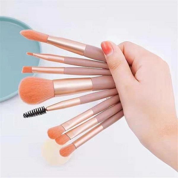 [Makeup Tự Nhiên] Dụng cụ Trang Điểm Kèm Túi Zip Khóa Kéo Tiện Lợi Bộ 8 Cây Cọ Trang Điểm Vintage