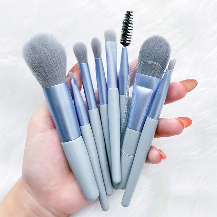 [Makeup Tự Nhiên] Dụng cụ Trang Điểm Kèm Túi Zip Khóa Kéo Tiện Lợi Bộ 8 Cây Cọ Trang Điểm Vintage