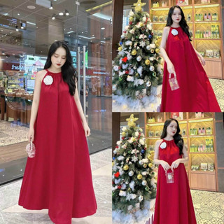 Đầm Nữ Lụa cổ yếm thiết kế dự tiệc sang trọng