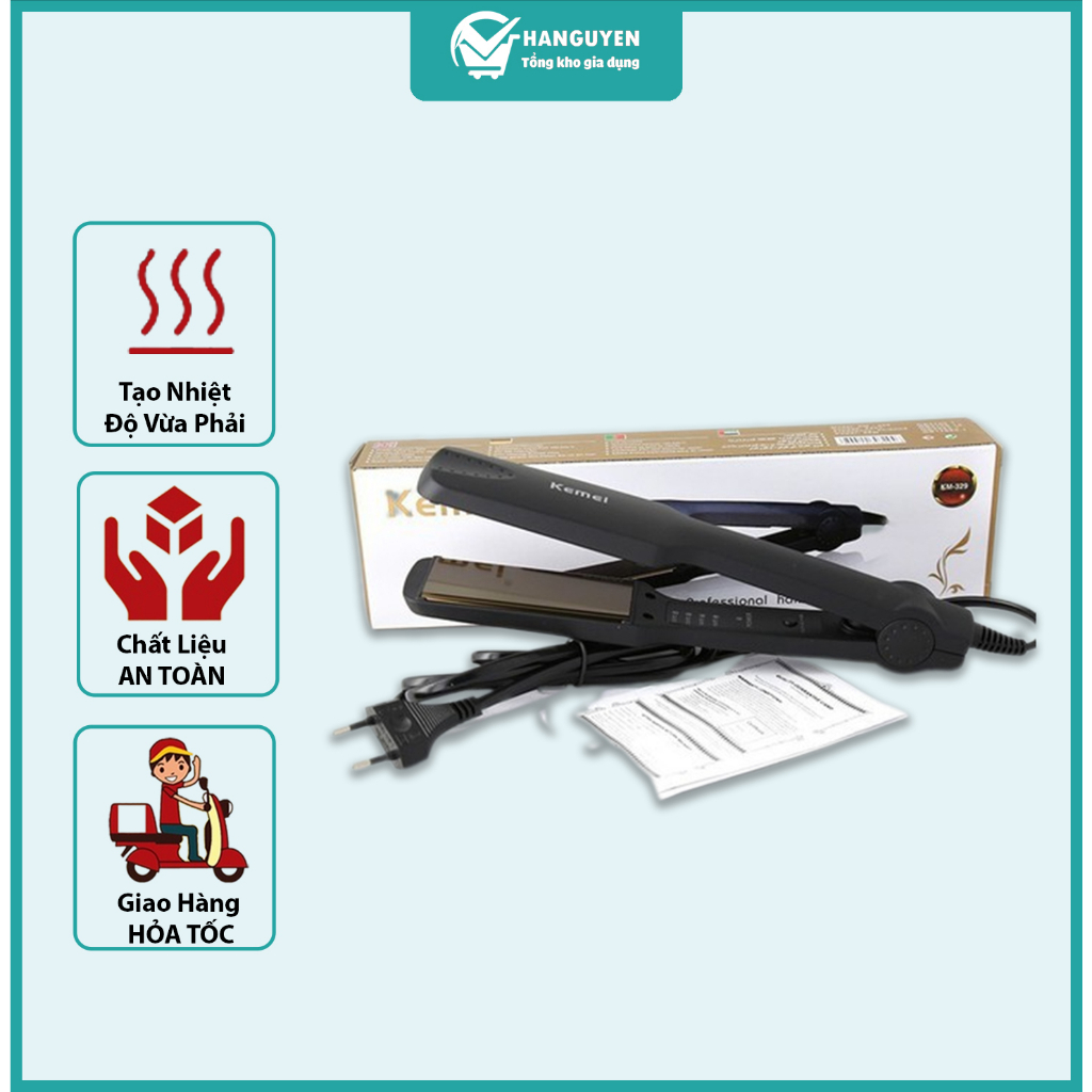 Máy Kẹp Thẳng Tóc 4 Mức Chỉnh Nhiệt Kemei KM 329