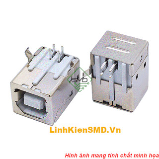 Cổng usb cái 2.0 type b 4 chân cong dip