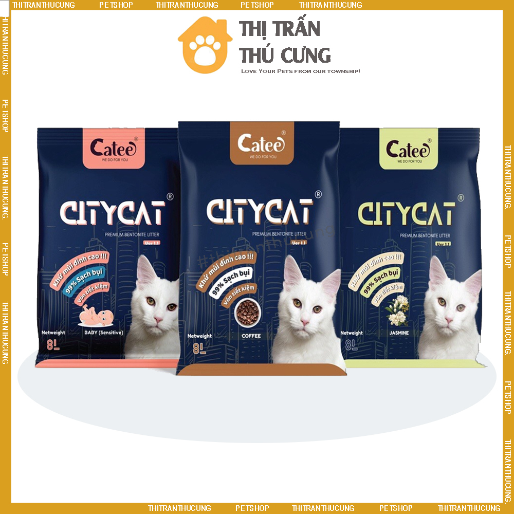 Cát Vệ Sinh Cho Mèo City Cat 8L, Cát Đất Sét Siêu Vón, Khử Mùi, Ít Bụi Citycat