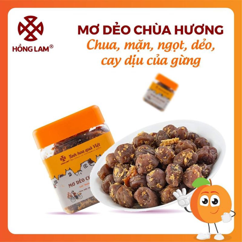 Mơ dẻo chùa hương - ô mai hồng lam 11 hàng đường - đóng hộp/ gói 200g/300g/500g