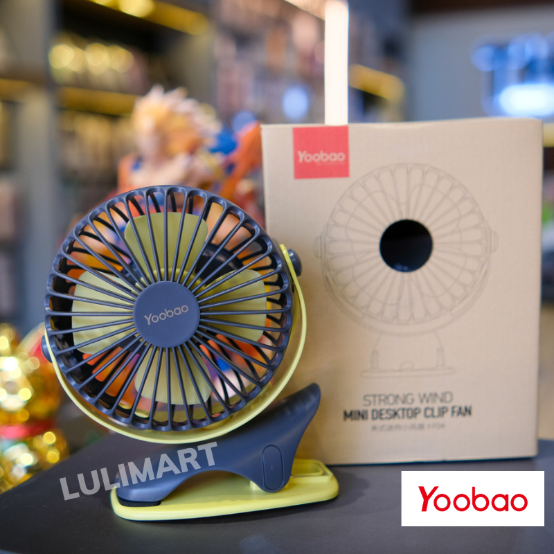 Quạt Tích Điện Yoobao F04 2500/ 6400 mAh Xoay 720 Độ , Đế Kẹp Đa Năng Có 4 Chế Độ Gió